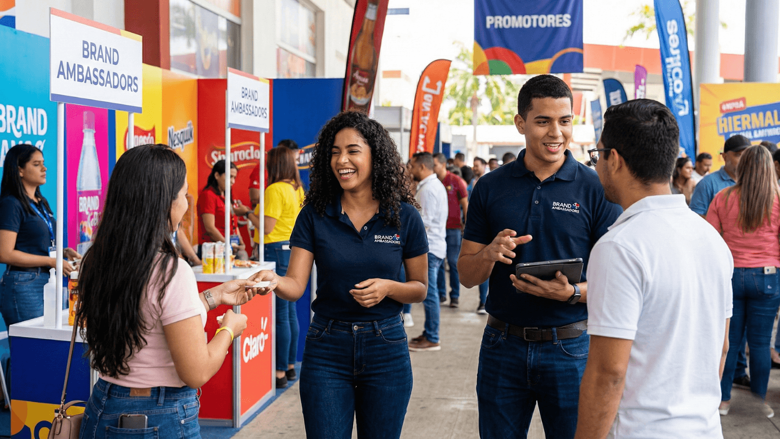 Brand ambassadors y promotores - Staff profesional de HostPro Panamá en acción durante evento corporativo
