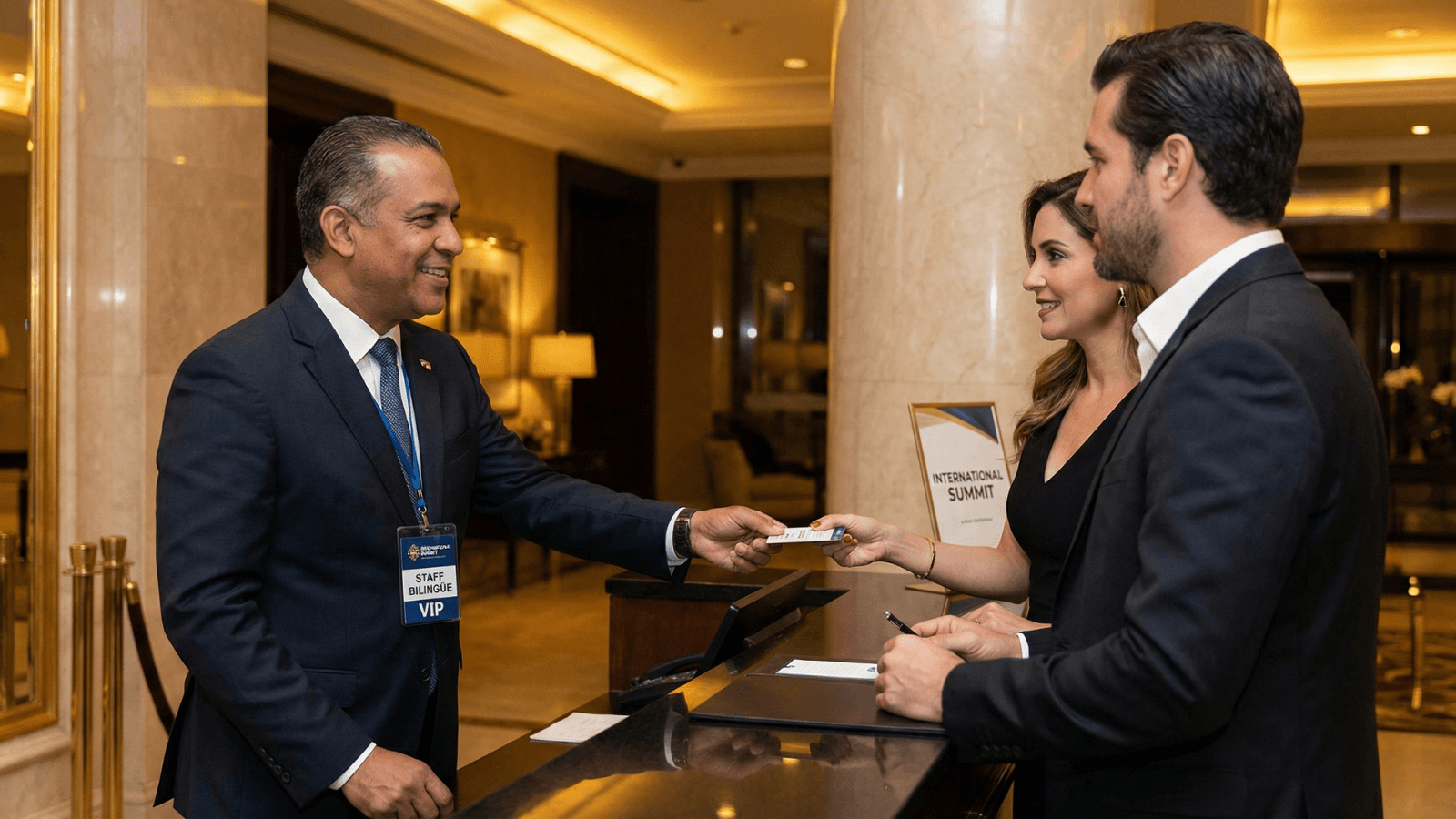 Staff bilingüe VIP - Staff profesional de HostPro Panamá en acción durante evento corporativo